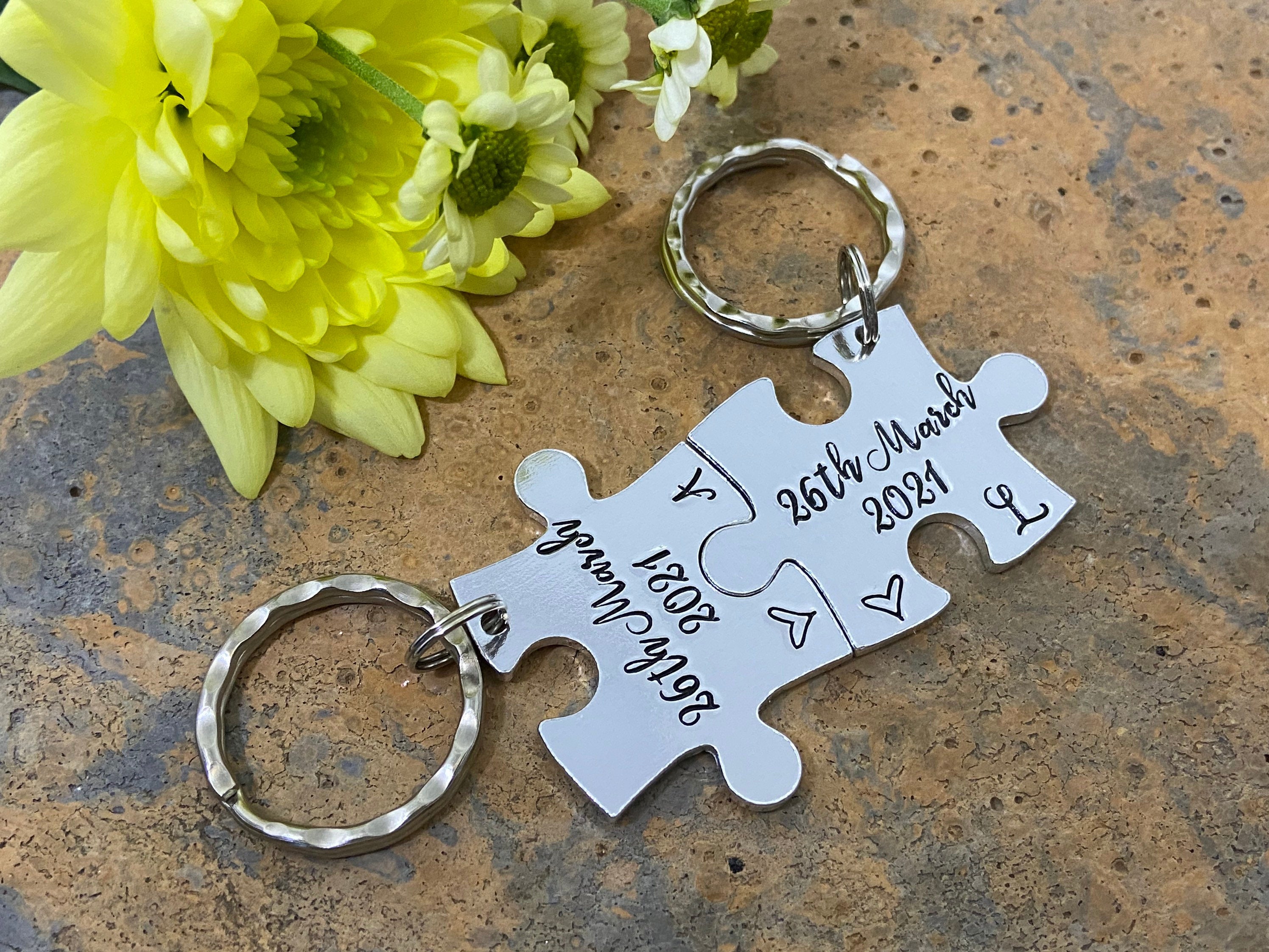 Special Date Puzzle Couple's Keyring Set