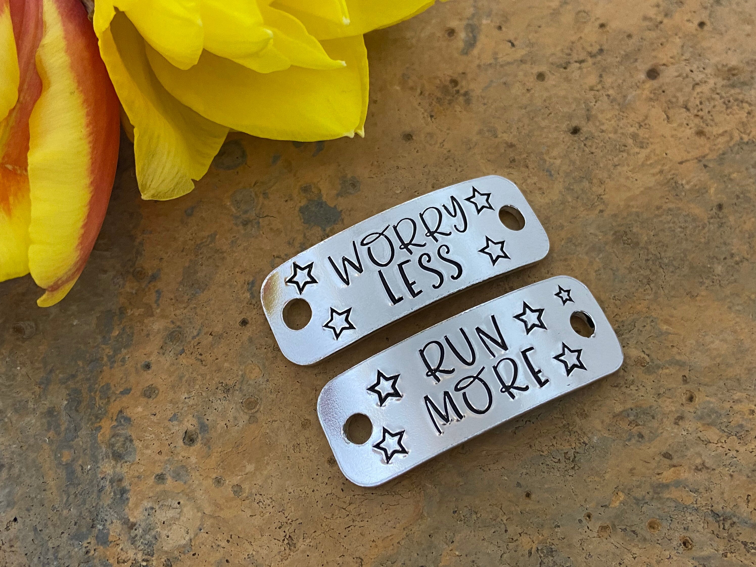 'Worry Less Run More' Trainer Tags