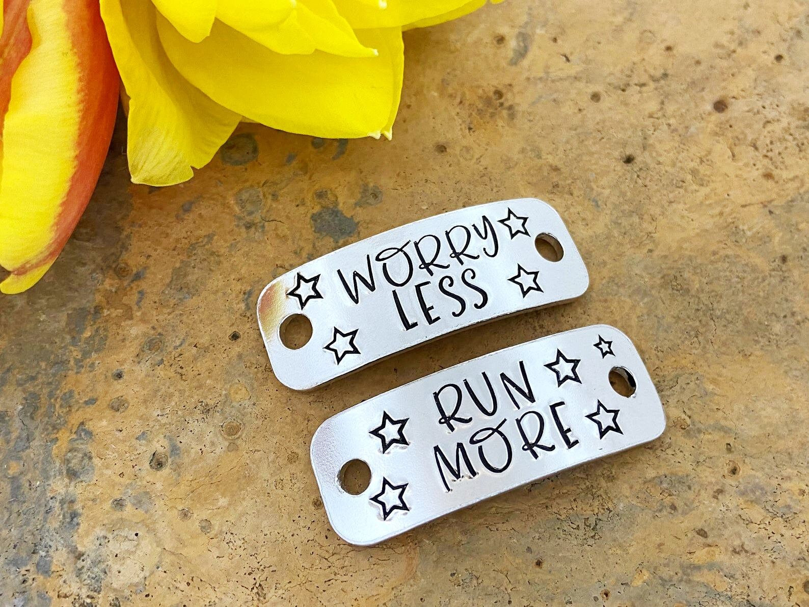 'Worry Less Run More' Trainer Tags