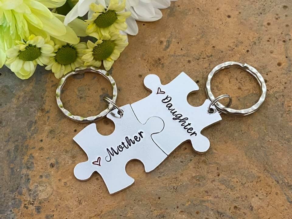 Mother & Daughter Puzzle Keyring Set