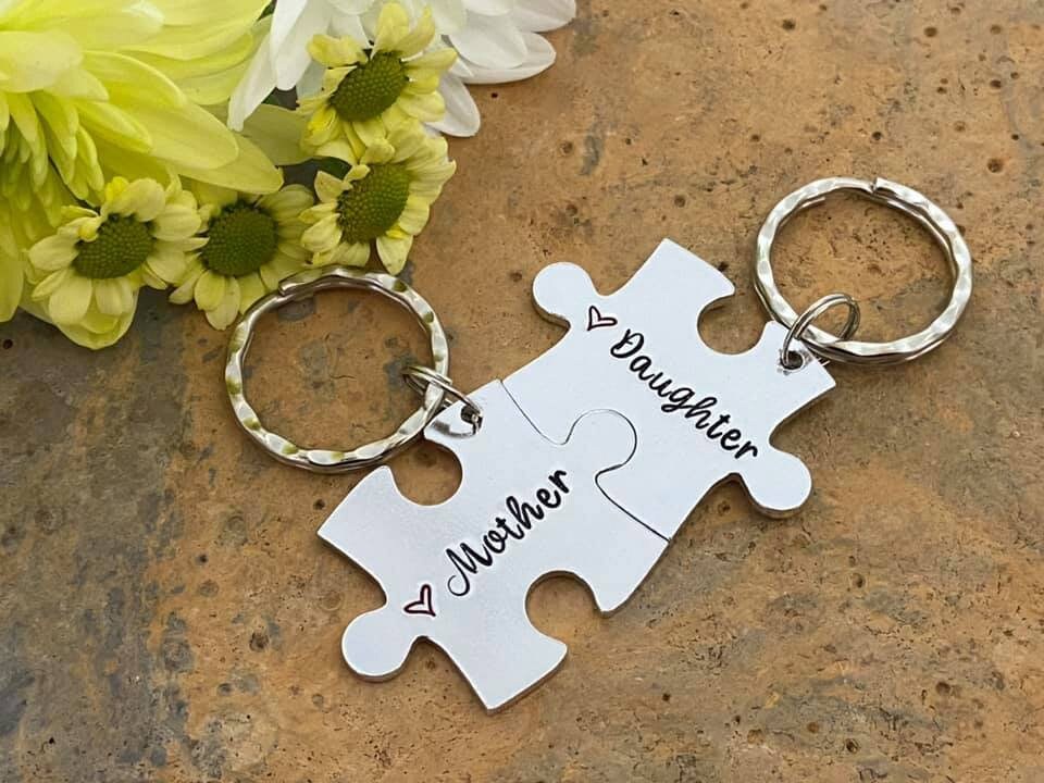 Mother & Daughter Puzzle Keyring Set