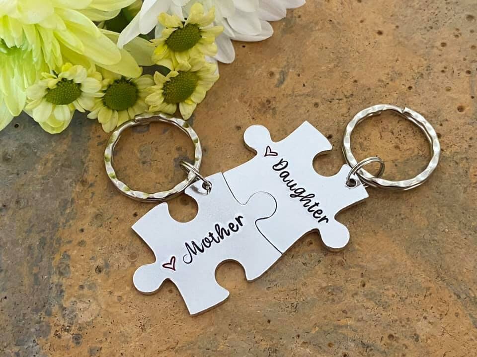 Mother & Daughter Puzzle Keyring Set