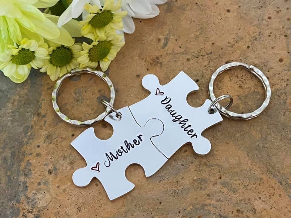 Mother & Daughter Puzzle Keyring Set
