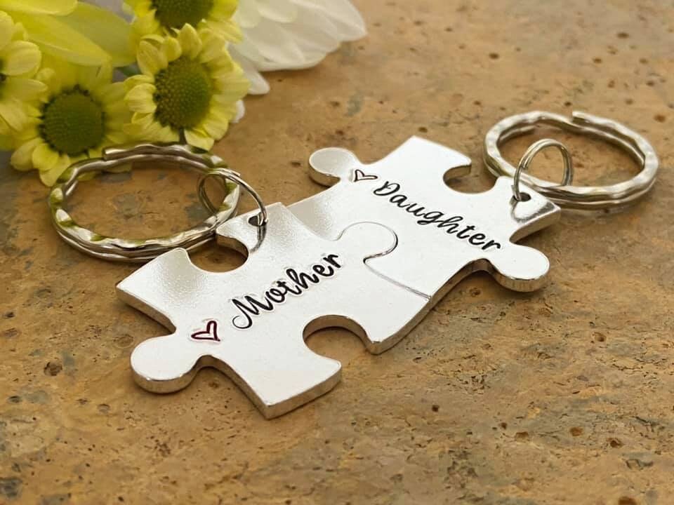 Mother & Daughter Puzzle Keyring Set