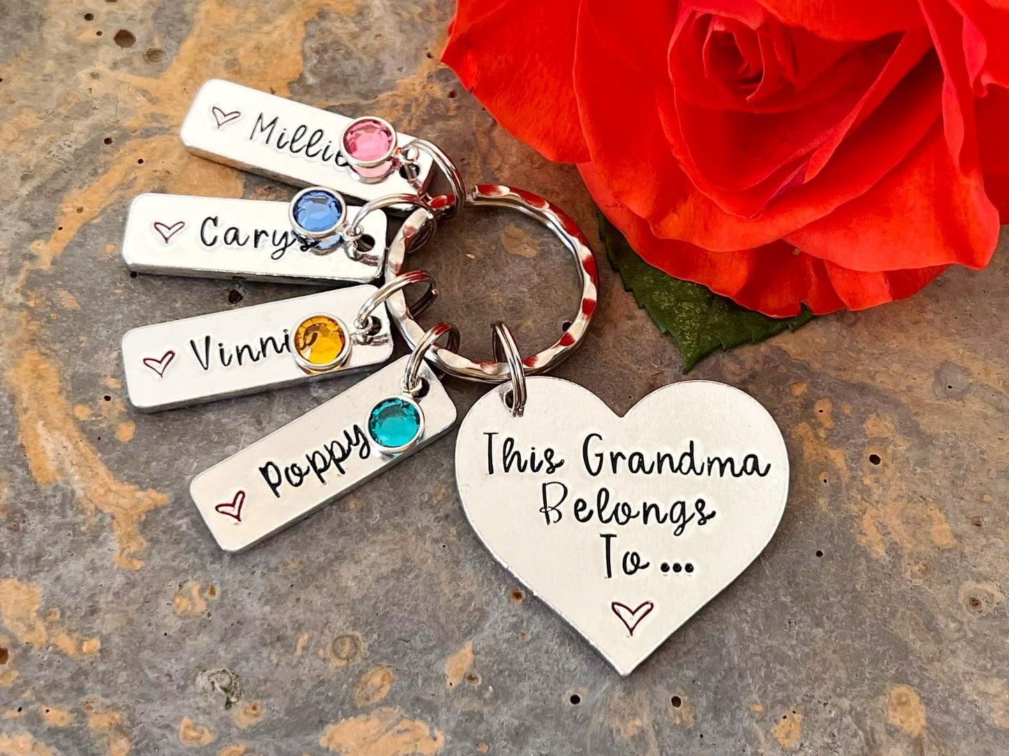 'This Grandma belongs to' Keyring with Swarovski Birthstones