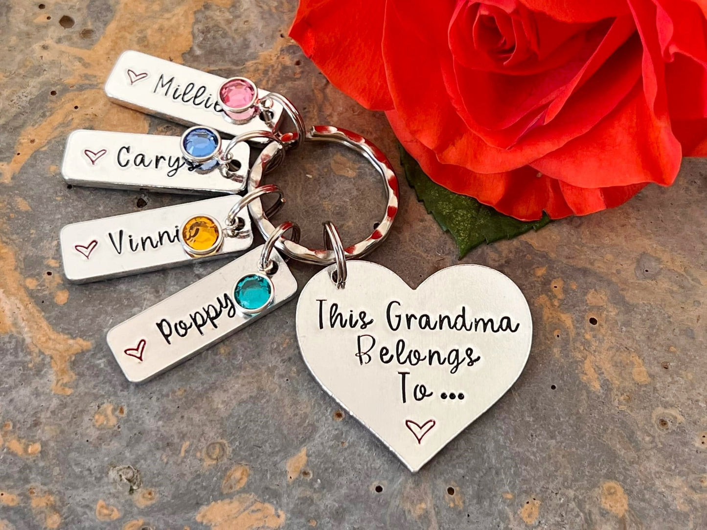 'This Grandma belongs to' Keyring with Swarovski Birthstones