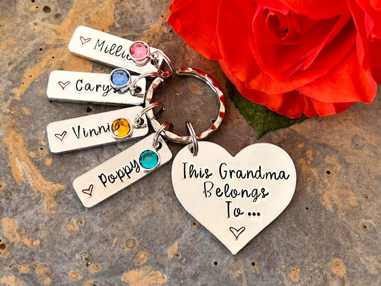 'This Grandma belongs to' Keyring with Swarovski Birthstones