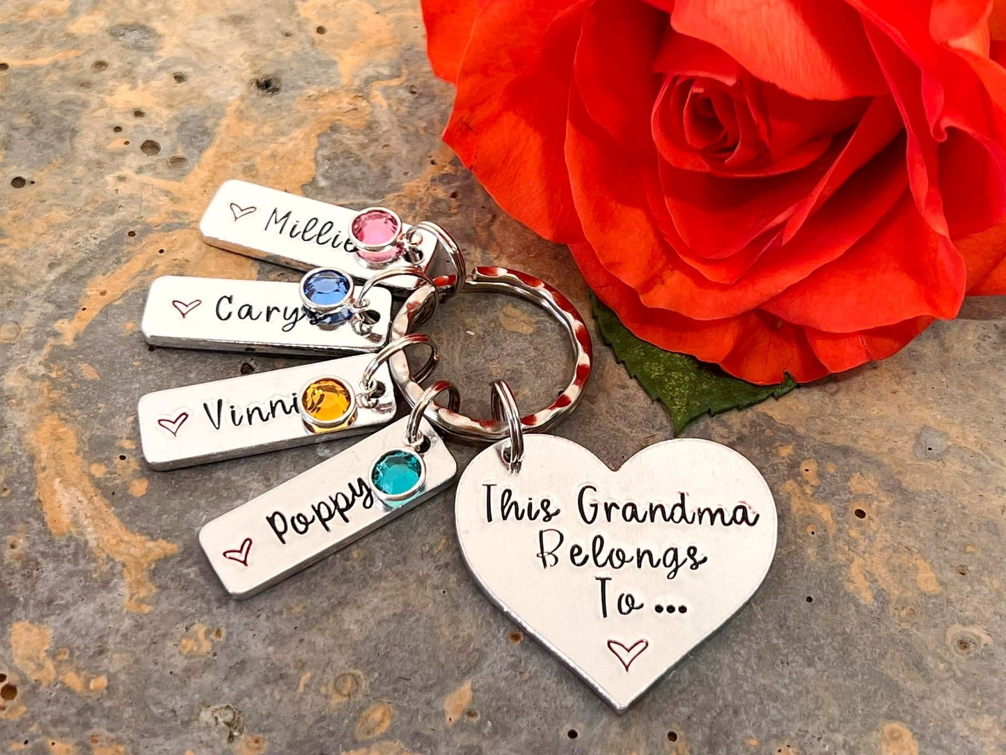 'This Grandma belongs to' Keyring with Swarovski Birthstones