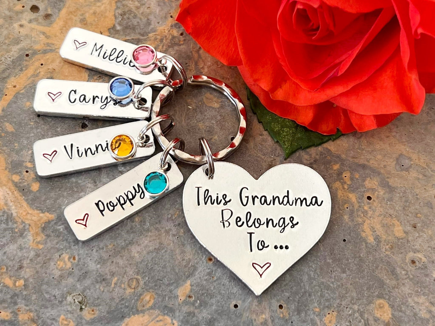 'This Grandma belongs to' Keyring with Swarovski Birthstones