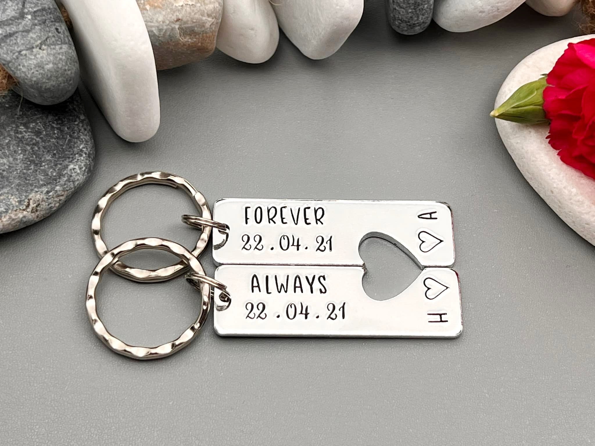 Special Date 'Forever Always' Couple's Keyring Set
