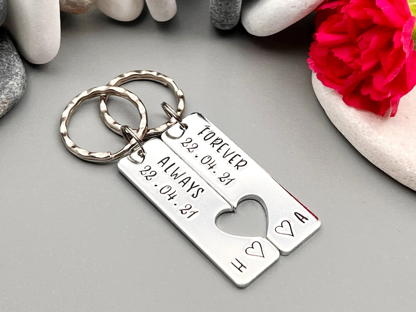 Special Date 'Forever Always' Couple's Keyring Set