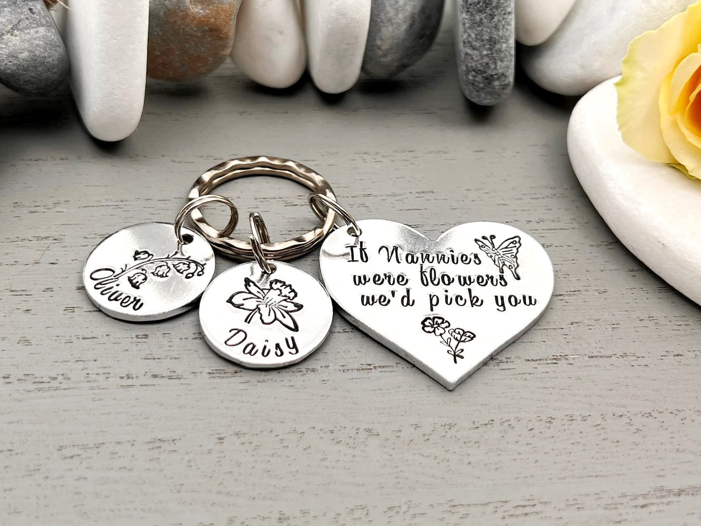 Nanny Keyring with Birth Month Flowers